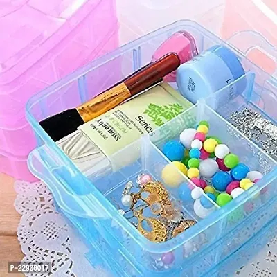 Flipco 3 Tier Stackable Adjustable Compartment Slot Bead Craft Jewellery Tool Storage Organizer Snap-lock Tray Container, with 18 Compartments, Container Box-thumb4