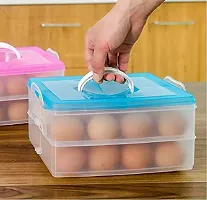 Flipco 2-Layer Food Storage Container with Egg Holder Trays, Medium Clear-thumb2