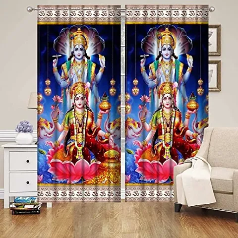 StashBerg Polyester 3D Digital Curtain for Window |5FT Printed Curtain for Bedroom and Office |, Set of 2