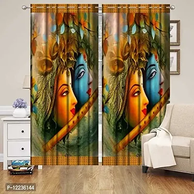 Stylish Multicoloured Polyester Printed Door Curtains Pack Of 2