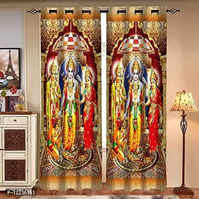 Stylish Multicoloured Polyester Printed Door Curtains Pack Of 2-thumb0