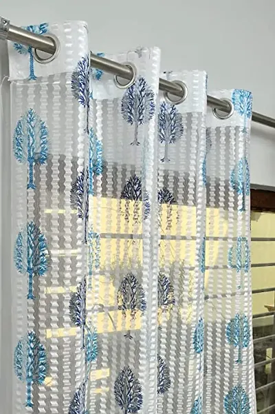ROYAL TREND Heavy Tissue Net Floral Semi Transparent Fancy Sheer Window Curtain Parda for Living/Drawing and Bedroom