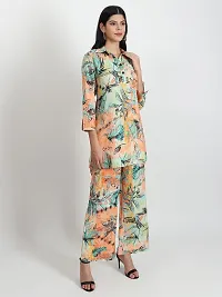 GargiStyle Women peach floral printed co-ord set-thumb3