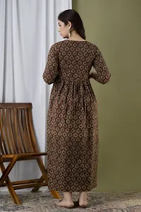 Stylish Brown Cotton Kurtas For Women-thumb1
