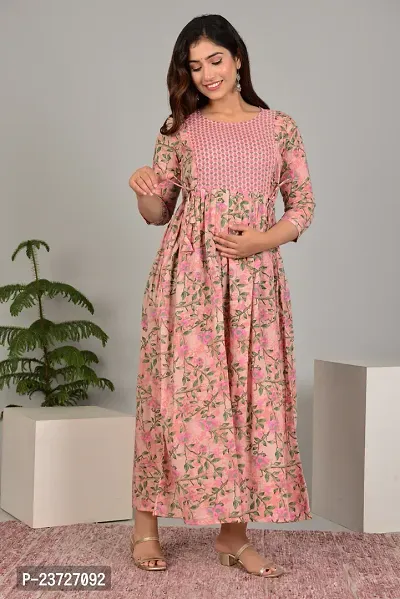 Beautiful Cotton Stitched Printed Maternity Feeding Kurta for Women-thumb5