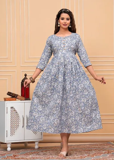 Stylish Cotton Printed Anarkali Kurta