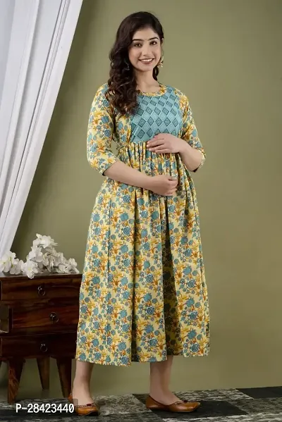 Brown blossom Cotton printed maternity and feeding kurti-thumb5