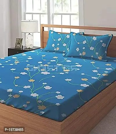 Nilotpal B White Flower Double Bedsheet with 2 Pillow Case-thumb0