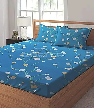 Printed Glace Cotton Double Bedsheet with 2 Pillow Cover