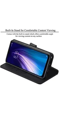 ANVEE Mobile Flip Cover Case for Mi 9A (Stitched Leather Finish | Magnetic Closure | Inner TPU | Foldable Stand | Wallet Card Slots) Black-thumb4