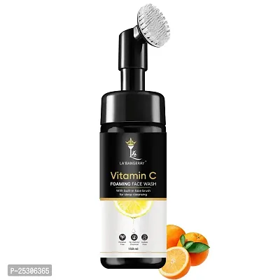 Labangerry Vitamin C Face Wash with Foaming Silicone Cleanser Brush Powered by Vitamin C  Orange - 150ml