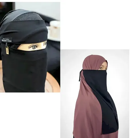 Elegant Chiffon Solid Niqab For Women Pack of 2