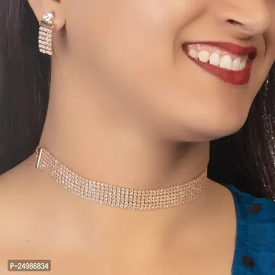 Shop4dreams Jewellery Set for Women CZ Diamond Combo of Necklace Set with Earrings for Girls and Women (RoseGold-AD6Line)-thumb2