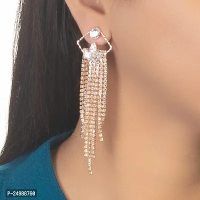 CZ Diamond Women's Studded Rhodium Plated Cubic Zirconia Alloy Drop  Dangler Earring (Rose Gold-AD119)-thumb4