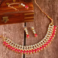 Shop4dreamsJewellery Set for Women CZ Diamond Combo of Necklace Set with Earrings, Maang Tikka for Girls and Women (Pink)-thumb2