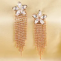 CZ Diamond Studded Rhodium Plated Drop  Dangler Earring Cubic Zirconia Alloy Drops  Danglers (RoseGold-AD117) womens-thumb2
