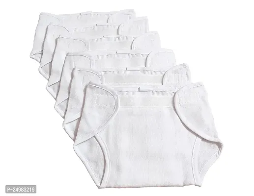 Shop4Dreams New Just Born Inside Outside Cotton Reusable Washable Flap Over Snap Nappies Diaper Langot for Baby Pack of 6 White-thumb0