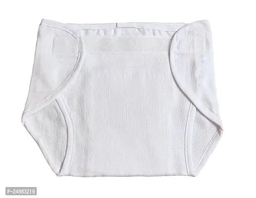 Shop4Dreams New Just Born Inside Outside Cotton Reusable Washable Flap Over Snap Nappies Diaper Langot for Baby Pack of 6 White-thumb2