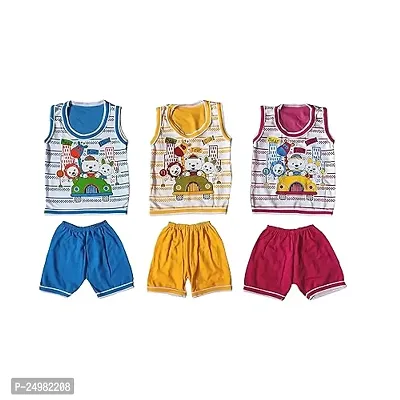 Shop4dreams Baby Boy  Girl Dress Soft Hosiery Cotton Blend T-shirt and Shorts Pack 3 T-shirt + 3 Shorts Combo Multi colored (9-12 Months, Multicolor)-thumb0