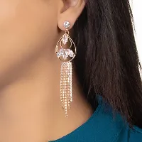 CZ Diamond Studded Rhodium Plated Drop  Dangler Earring Cubic Zirconia Alloy Drops  Danglers (RoseGold-AD100) womens-thumb3