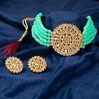 Shop4Dreams Pearl Kundan Choker Necklaces Jewelery/Imitation Sets/Jualry/Jwellry Set/Jewellery Set For Women (Light Green)-thumb2