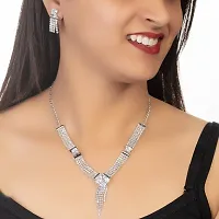 Shop4dreams Jewellery Set for Women CZ Diamond Combo of Necklace Set with Earrings for Girls and Women (Rhodium-AD507)-thumb1