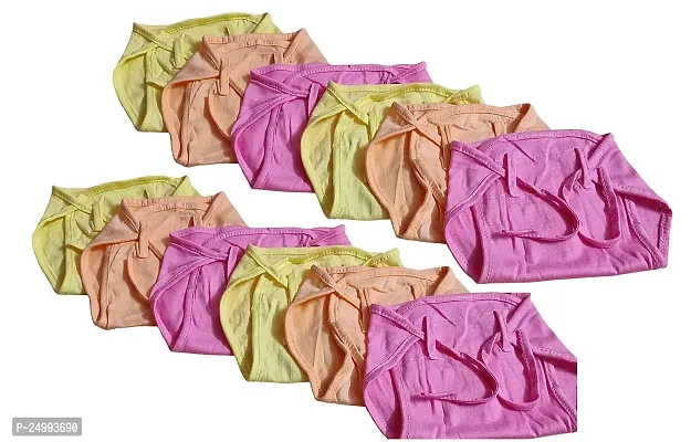 Shop4Dreams Baby Cotton Hosiery U Shape Nappies, Nadi,Langot Washable Reusable Cotton Diaper Nappy Baby Cozy Wear Pack of 12 (6-9 Months, Plain Multicolor)