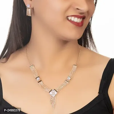 Shop4dreams Jewellery Set for Women CZ Diamond Combo of Necklace Set with Earrings for Girls and Women (RoseGold-AD507)-thumb2