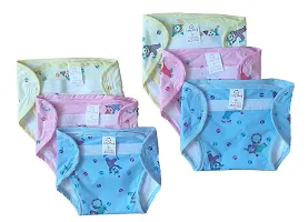 Nutty Bunny Outside Plastic Inside Terry Cotton Waterproof Reusable Loop and Hook PVC Nappy/Diaper/Langot Pack of 6 Multicolor (L, 6)-thumb1