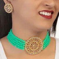 Shop4Dreams Pearl Kundan Choker Necklaces Jewelery/Imitation Sets/Jualry/Jwellry Set/Jewellery Set For Women (Light Green)-thumb1