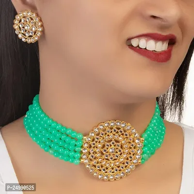 Shop4Dreams Pearl Kundan Choker Necklaces Jewelery/Imitation Sets/Jualry/Jwellry Set/Jewellery Set For Women (Light Green)-thumb2