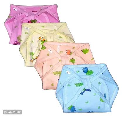 Shop4Dreams Newborn Baby Hosiery Cotton Cloth Padded/Cushioned Reusbale Washable Nappies Diaper langot (Multicolor)(Pack of 4)