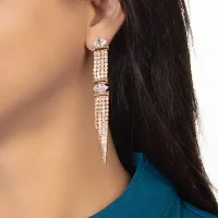 CZ Women's Diamond Studded Rhodium Plated Drop  Dangler Earring Cubic Zirconia Alloy Drops  Danglers (RoseGold-AD109)-thumb3