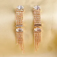 CZ Women's Diamond Studded Rhodium Plated Drop  Dangler Earring Cubic Zirconia Alloy Drops  Danglers (RoseGold-AD109)-thumb2
