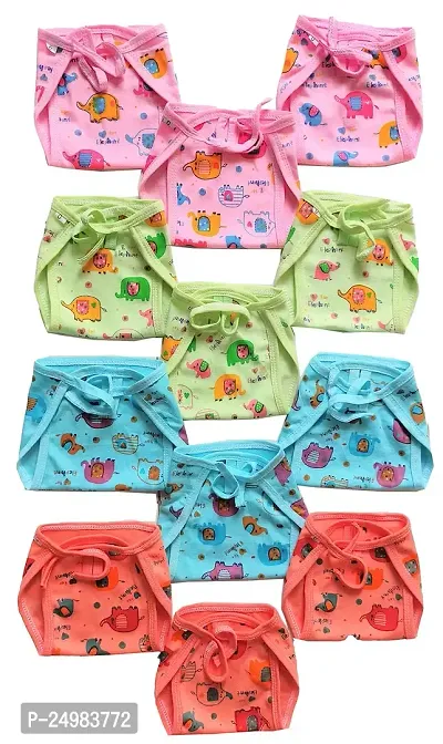 Nutty Bunny Interlock Hosiery U Shape Nappies, Nadi, Langot Washable Reusable Cotton Diaper Nappy Baby Printed Pack of 12