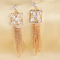 CZ Diamond Studded Rhodium Plated Drop  Dangler Earring Cubic Zirconia Alloy Drops  Danglers (RoseGold-AD103) womens-thumb2