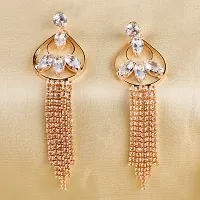 CZ Diamond Studded Rhodium Plated Drop  Dangler Earring Cubic Zirconia Alloy Drops  Danglers (RoseGold-AD100) womens-thumb2