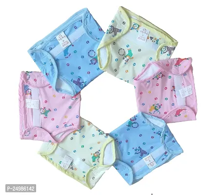 Nutty Bunny Outside Plastic Inside Terry Cotton Waterproof Reusable Loop and Hook PVC Nappy/Diaper/Langot Pack of 6 Multicolor (L, 6)-thumb0