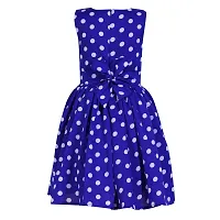 SHANAYA MODA Girl's Comfort Poly Crape with Cotton Lining Casual Frock Royal Blue Polka 2-3 Years-thumb3