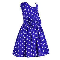 SHANAYA MODA Girl's Comfort Poly Crape with Cotton Lining Casual Frock Royal Blue Polka 2-3 Years-thumb1