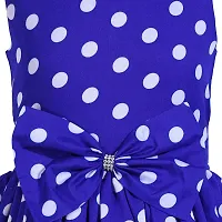 SHANAYA MODA Girl's Comfort Poly Crape with Cotton Lining Casual Frock Royal Blue Polka 2-3 Years-thumb4