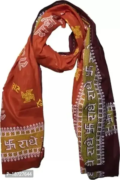 Radhe Radhe orange Printed Pure Cotton Men  Women Scarf-thumb0