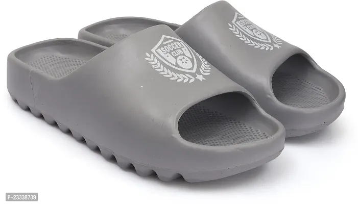 Stylish Grey Rubber Self Design Sliders For Men-thumb4