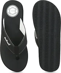 Stylish Black PU Self Design Slippers For Men-thumb2