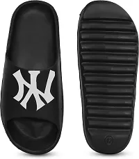 Stylish Black Rubber Self Design Sliders For Men-thumb2