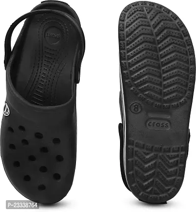 Stylish Black Rubber Self Design Clogs For Men-thumb3