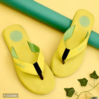 Stylish Yellow PU Self Design Slippers For Men