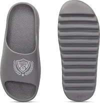 Stylish Grey Rubber Self Design Sliders For Men-thumb1