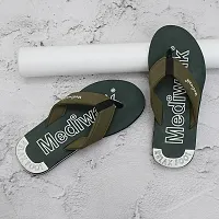 Stylish Green PU Self Design Slippers For Men-thumb1