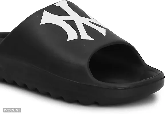 Stylish Black Rubber Self Design Sliders For Men-thumb4